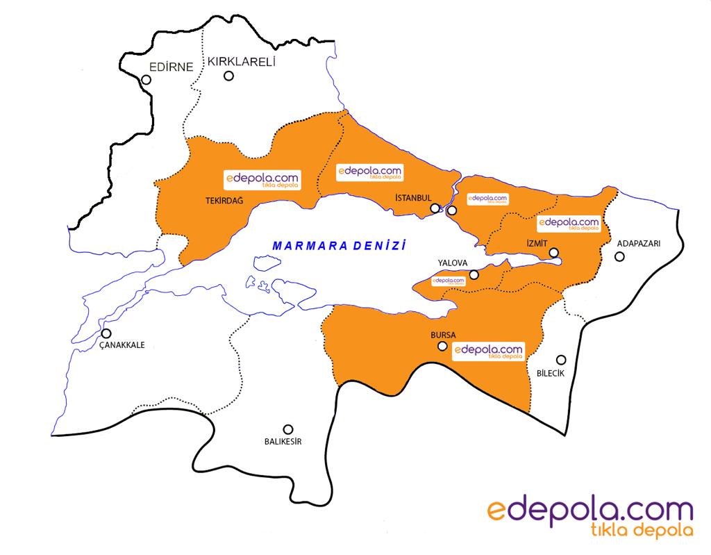 hizmet bölgeleri haritası